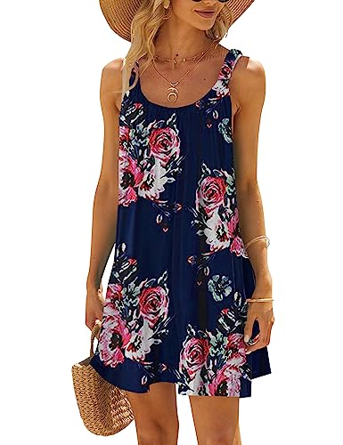 ANGGREK Damen Badeanzug Kleid Strandkleid Kleid Urlaub Sommer T-Shirt Kleid,PAT5,M von ANGGREK