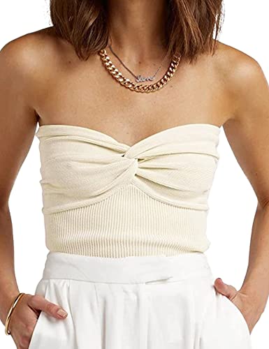 ANGGREK Damen Crop Top Ärmellos Tank Top Strick-Crop-Top Y2K Slim Fit Sexy Tops von ANGGREK