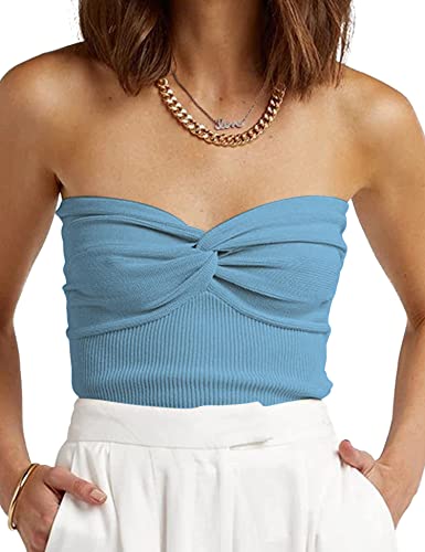 ANGGREK Damen Crop Top Ärmellos Tank Top Strick-Crop-Top Y2K Slim Fit Sexy Tops von ANGGREK