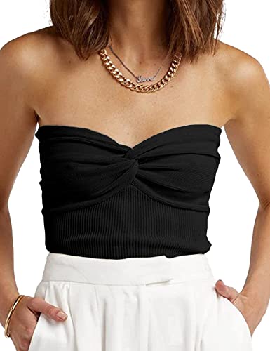 ANGGREK Damen Crop Top Ärmellos Tank Top Strick-Crop-Top Y2K Slim Fit Sexy Tops von ANGGREK