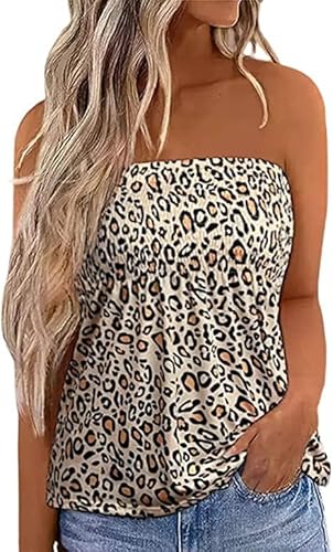 ANGGREK Damen Schlauch Top ärmellos trägerlos rückenfrei plissiert Stretch Bandeau Tank Top Tunika Weste Hemd von ANGGREK