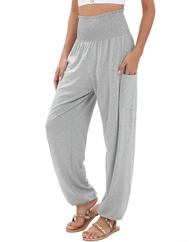 ANGGREK Haremshose für Damen, hoch taillierte Yoga-Casual-Palazzo-Hippie-Boho-Hose von ANGGREK