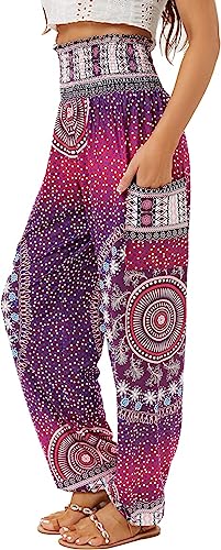 ANGGREK Haremshose für Damen, hoch taillierte Yoga-Casual-Palazzo-Hippie-Boho-Hose von ANGGREK