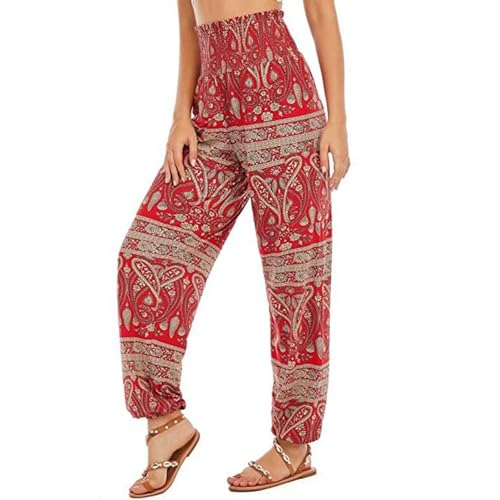 ANGGREK Haremshose für Damen, hoch taillierte Yoga-Casual-Palazzo-Hippie-Boho-Hose von ANGGREK