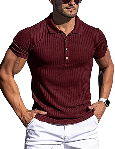 ANGGREK Herren Poloshirt Freizeit Slim Fit Hemden Golf Kragen Plaid Sport Polohemd Sportstil von ANGGREK