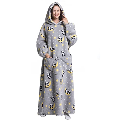 ANGGREK Übergroße Hoodie Decke Oversized Sweatshirt mit Tasche Kapuzenpullover für Damen Herren Einheitsgröße Warmes Blanket,Panda von ANGGREK