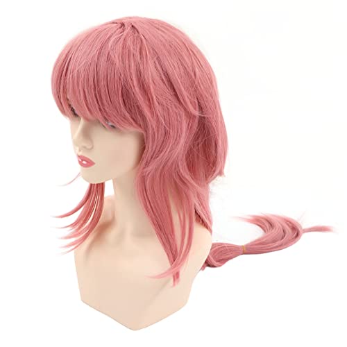 ANGGREK Yae Miko Cosplay Perücke, Kostümperücke, Gerade, Rosa Perücke, Damenperücke, Verstellbar, Bequem, Perücke, Haar für Party-Make-up von ANGGREK