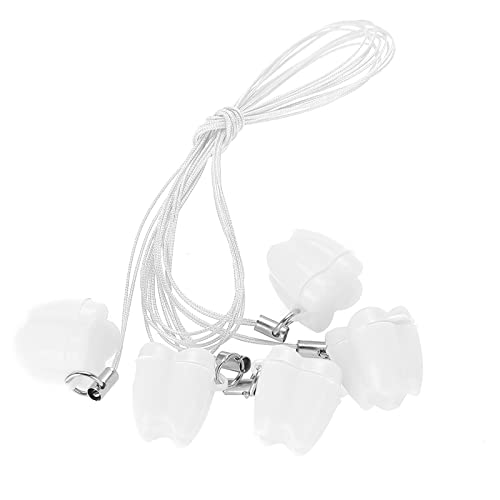 Baby Zahnbox 5,Baby Zahnbox 5 Stück Kunststoff Baby Milchzahn Aufbewahrungsbox mit Seil Zahnschoner Halsketten(Weiß) von ANGGREK