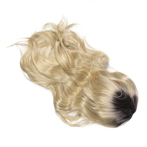 Blonde Perücke mit Schwarzem Farbverlauf, Lange Gewellte Synthetische Perücke für Frauen, Mädchen, Cosplay-Partys mit Modischem, Voluminösem Look, Weich und Bequem von ANGGREK