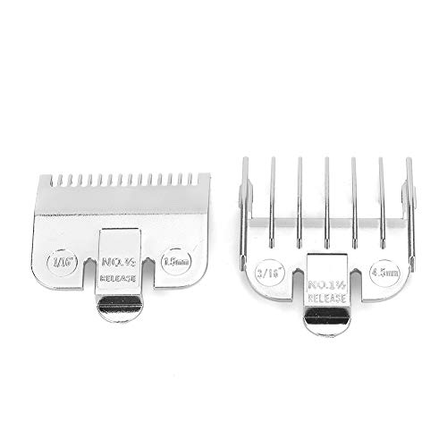 Clipper Guard,ANGGREK Haarschneidemaschinen Für Männer Vintage Oil Head Hair Clipper Limit Comb Positioning Tooth Galvanik Guide Comb Haircut Accessory Guards(Silberner Bremssattel 1,5 mm + 4,5 mm) von ANGGREK