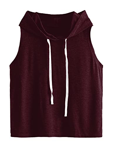 Damen Sommer Bluse für Damen, modisch, ärmellos, mit Kapuze, Tanktops, solide, lässig, locker, Basic-Tops mit Hut von ANGGREK