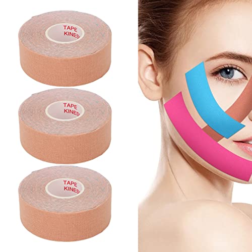 Face Tape Roll, ANGGREK 3 Rollen Face Tape Gesichtsfalten-Entfernerstreifen V-Form-Klebeband Leicht zu Schneidendes V-Shaping-Lifting-Patch Zur Straffung und Straffung der Haut(Hautfarbe) von ANGGREK