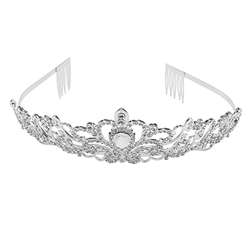 Hochzeitskronen-Set, Krone, Haarschmuck, Dekorativ, Glänzend, ABS-Legierung, Schöne Silberne Prinzessin, Geburtstags-Tiara mit Schultergurt für Party von ANGGREK