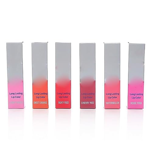 Langlebige Lip Stain Tint-Kosmetik, 6 Farben, Wasserfestes Design, Einfaches Abziehen, Sichere Inhaltsstoffe, Tragbares Design für Frauen und Mädchen (6 Farben mit Box) von ANGGREK