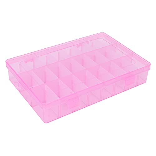 Nail Art Aufbewahrungsbox,Nail Art Aufbewahrungsbox 24 Gitter Nail Art Aufbewahrungsbox Kunststoff Strass Perlen Dekoration Organizer Case Container Pink von ANGGREK