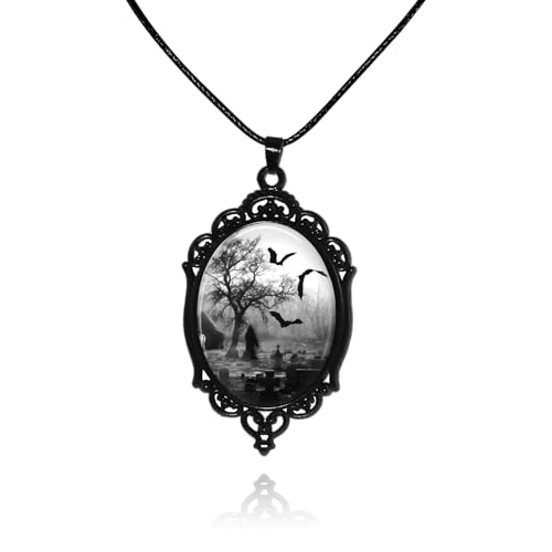 ANGLEQUEEN Gothic-Hexen-Halskette, viktorianische geprägte Hexen-Halskette, Vintage-Stil, Fledermaus, Geist, Rabe, Hexe, Choker, Halskette, Halloween, Gothic, Vampir-Halskette, Cosplay-Zubehör ANGLEQUEEN Gothic-Hexen-Halskette, viktorianische geprägte Hexen-Halskette, Vintage-Stil, Fledermaus, Geist, Rabe, Hexe, Choker, Halskette, Halloween, Gothic, Vampir-Halskette, Cosplay-Zubehör von ANGLEQUEEN