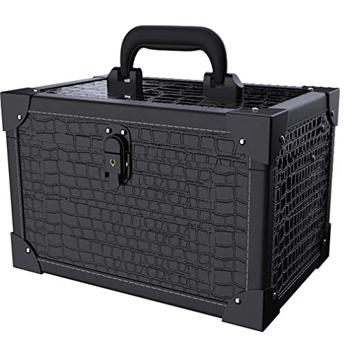 ANGNYA Kosmetikkoffer mit Spiegel Schminkkoffer Beauty Case 2 Ebenen mit Schlüssel elegant und klassisch Friseurkoffer (Crocodile Schwarz) Außenmaße 28,5 cm x 19cm x 19 cm Geschenke für Frauen von ANGNYA