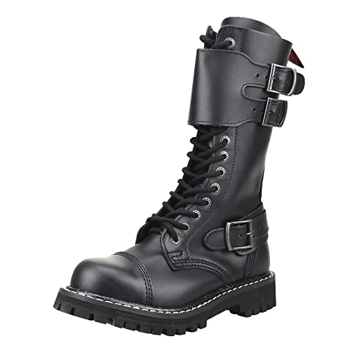 ANGRY ITCH - 14-Loch Front-Plate Stiefel - Leder Schwarz - Größe 37 von ANGRY ITCH