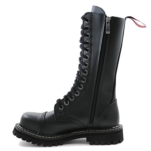 ANGRY ITCH - 14-Loch Gothic Punk Army Ranger Armee Leder Schwarz Stiefel mit RV & Stahlkappe - Größen 36-48 - Made in EU!, EU-Größe:EU-39 von ANGRY ITCH