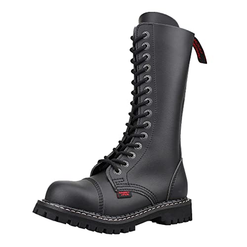 ANGRY ITCH - 14-Loch Vegan Stiefel - PU Schwarz - Größe 45 von ANGRY ITCH