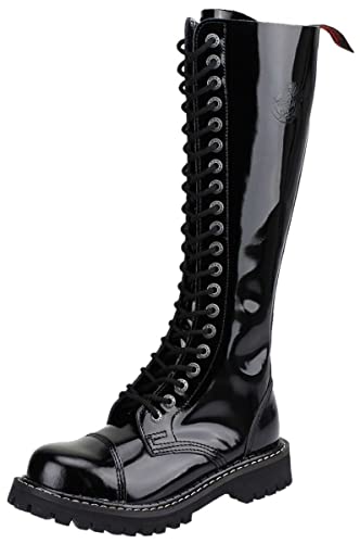 ANGRY ITCH-20-Loch Gothic Punk Army Ranger Armee Lackleder Stiefel Stahlkappe, EU 43 von Angry Itch