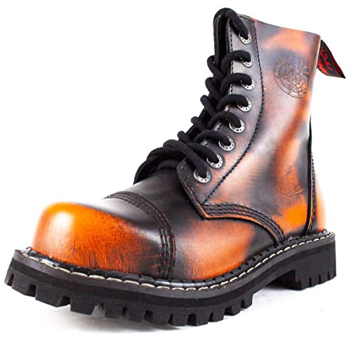 ANGRY ITCH-8-Loch Orange Rub-Off Ranger Armee Leder Stiefel mit Stahlkappe, EU 42 von Angry Itch