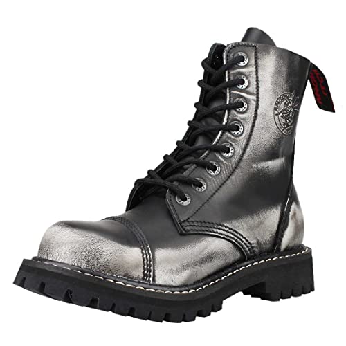 ANGRY ITCH-8-Loch White Rub-Off Ranger Armee Leder Stiefel mit Stahlkappe, EU 43 von Angry Itch