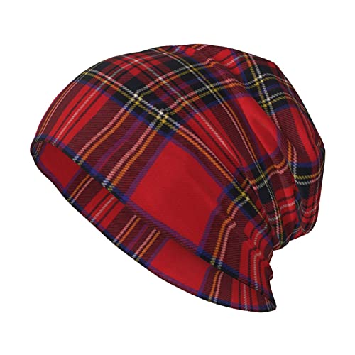 ANGYANG Totenkopfmütze Royal Stewart Tartan Strickmütze Polyester Balaclava Slouchy Beanie Mütze Laufmütze von ANGYANG