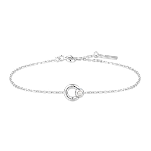 ANIA HAIE Damen Armband Chic Creator Hoop Freshwater Pearl Bracelet aus 925 Sterling Silber, verziert mit einer Perle, Länge: 16,5 cm + 2 cm Verlängerung, inkl. Geschenkverpackung von ANIA HAIE