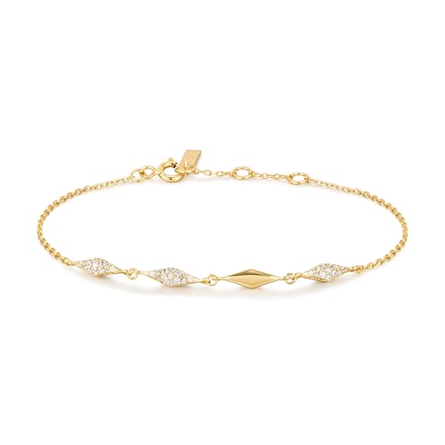 ANIA HAIE Damen Armband Dusk Divas Multi Sparkle aus 925 Sterling Silber 14k Gold vergoldet, besetzt mit 52 Zirkonia, Länge: 16,5 cm + 2 cm Verlängerung, inkl. Geschenkverpackung von ANIA HAIE