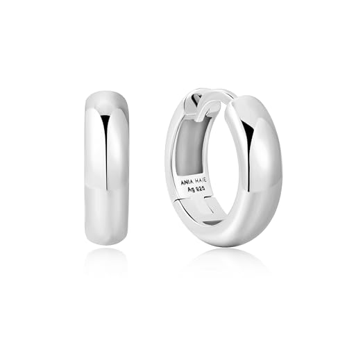 ANIA HAIE Damen Creolen Dusk Divas Dome Band Huggies aus 925 Sterling Silber, Größe: 8,5 x 3,5mm, inkl. Geschenkverpackung von ANIA HAIE