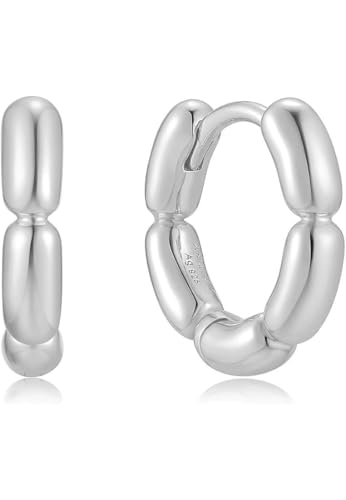 ANIA HAIE Damen Creolen Reimaginer Segmented Puffy Hoop Earrings aus 925 Sterling Silber, Länge: 8,5 x 32,7 mm, inkl. Geschenkverpackung von ANIA HAIE