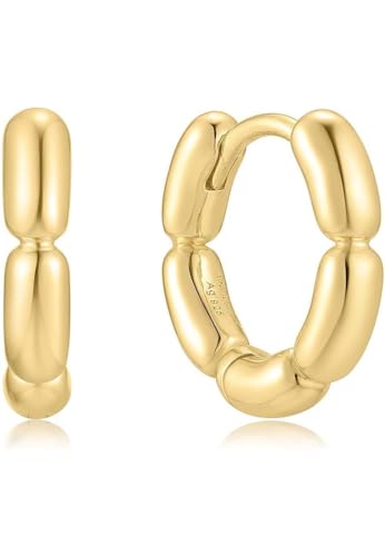 ANIA HAIE Damen Creolen Reimaginer Segmented Puffy Hoop Earrings aus 925 Sterling Silber 14k Gold vergoldet, Länge: 8,5 x 32,7 mm, inkl. Geschenkverpackung von ANIA HAIE