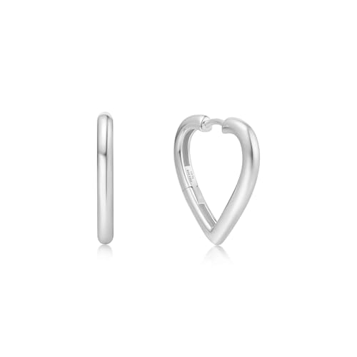 ANIA HAIE Damen Creolen Sunny Sparkler Medium Heart Hoop aus 925 Sterling Silber, Größe: 19 x 2,2mm, inkl. Geschenkverpackung von ANIA HAIE