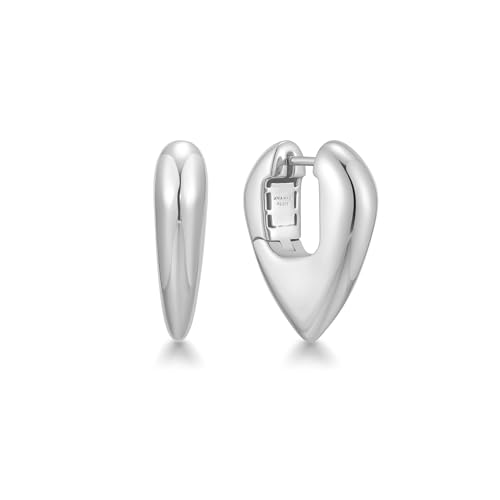 ANIA HAIE Damen Creolen Trailblazer Puffy Shield Hoop Earrings aus 925 Sterling Silber, Größe: 22 x 6 mm, inkl. Geschenkverpackung von ANIA HAIE