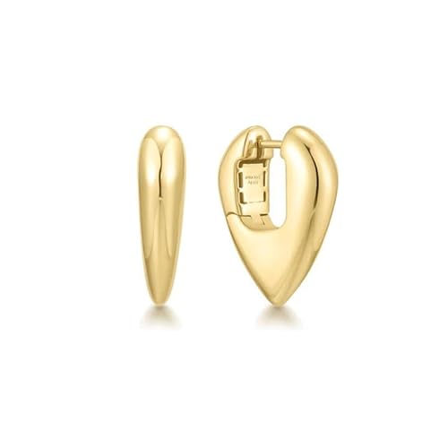 ANIA HAIE Damen Creolen Trailblazer Puffy Shield Hoop Earrings aus 925 Sterling Silber 14k Gold vergoldet, Größe: 22 x 6 mm, inkl. Geschenkverpackung von ANIA HAIE