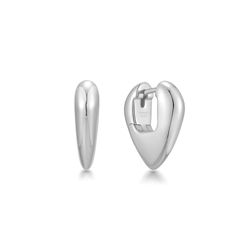 ANIA HAIE Damen Creolen Trailblazer Puffy Shield Huggie Hoop Earrings aus 925 Sterling Silber, Größe: 18,5 x 3 mm, inkl. Geschenkverpackung von ANIA HAIE