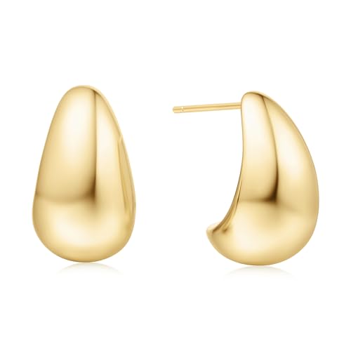 ANIA HAIE Damen Creolen Vogue Maven Bold Dome Hoop aus 925 Sterling Silber 14k Gold vergoldet, Größe: 19 x 11 mm, inkl. Geschenkverpackung von ANIA HAIE