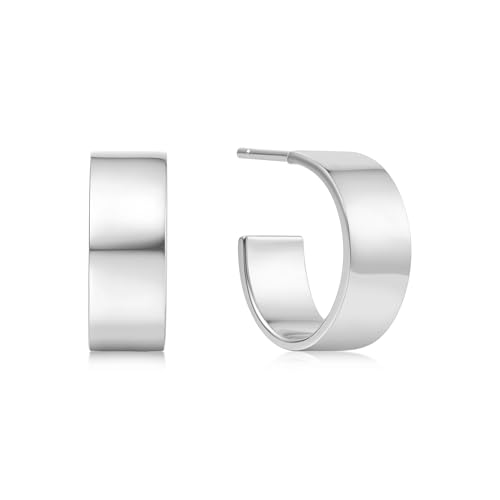 ANIA HAIE Damen Creolen Vogue Maven Flat Medium Hoop aus 925 Sterling Silber, Größe: 16 x 6mm, inkl. Geschenkverpackung von ANIA HAIE