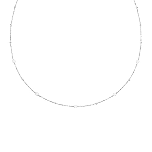 ANIA HAIE Damen Halskette Chill Voyager Disc Station N aus 925 Sterling Silber, verziert mit - 5 Silberplättchen und 10 Silberperlen, Länge: 40,5 cm + 5 cm Verlängerung, inkl. Geschenkverpackung von ANIA HAIE