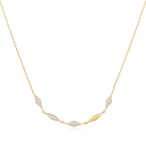 ANIA HAIE Damen Halskette Dusk Divas Multi Sparkle aus 925 Sterling Silber 14k Gold vergoldet, besetzt mit 100 Zirkonia, Länge: 40 cm + 5 cm Verlängerung, inkl. Geschenkverpackung von ANIA HAIE