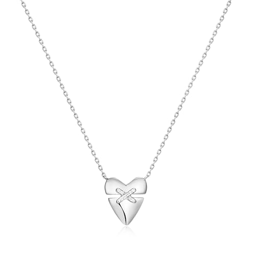 ANIA HAIE Damen Halskette HEART HUNTER aus 925 Sterling Silber, besetzt mit 10 Zirkonia Pavé, Größe: 45 cm + 5 cm Verlängerung, inkl. Geschenkverpackung von ANIA HAIE