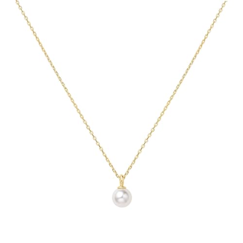 ANIA HAIE Damen Halskette Miss Dainty Shell Pearl Drop Pendant aus 925 Sterling Silber 14k verdgoldet, Anhänger verziert mit einer Muschelperle, Länge: 45 cm + 5 cm Verlängerung ANIA HAIE Damen Halskette Miss Dainty Shell Pearl Drop Pendant aus 925 Sterling Silber 14k verdgoldet, Anhänger verziert mit einer Muschelperle, Länge: 45 cm + 5 cm Verlängerung von ANIA HAIE