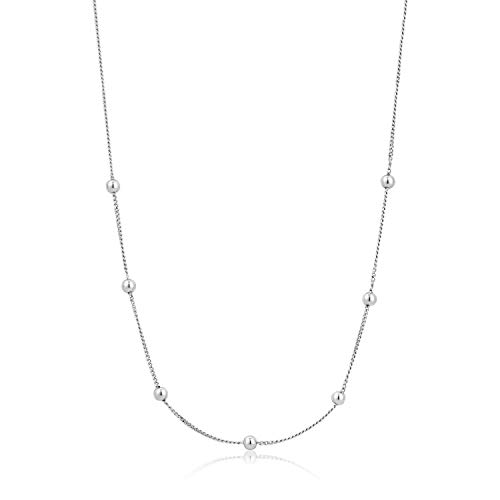 ANIA HAIE Damen Halskette Modern Minimalism Beaded aus Sterling Silber, besetzt mit Silberperlen, Länge 35cm + 5cm Verlängerung, inkl. Geschenkverpackung von ANIA HAIE