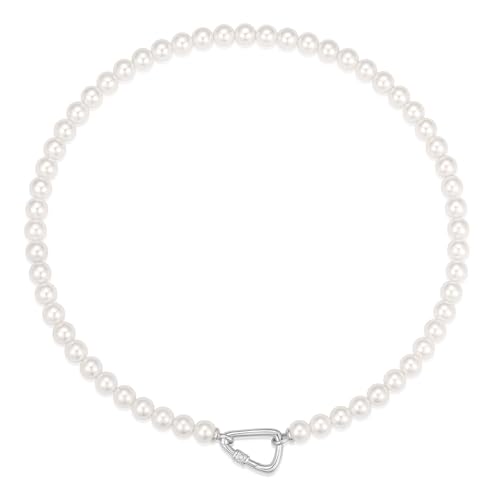 ANIA HAIE Damen Halskette Reimaginer Lobster Clasp Shell Pearl Necklace aus 925 Sterling Silber, verziert mit 57 Muschelperlen und 24 Zirkonia, Länge: 42 cm, inkl. Geschenkverpackung von ANIA HAIE
