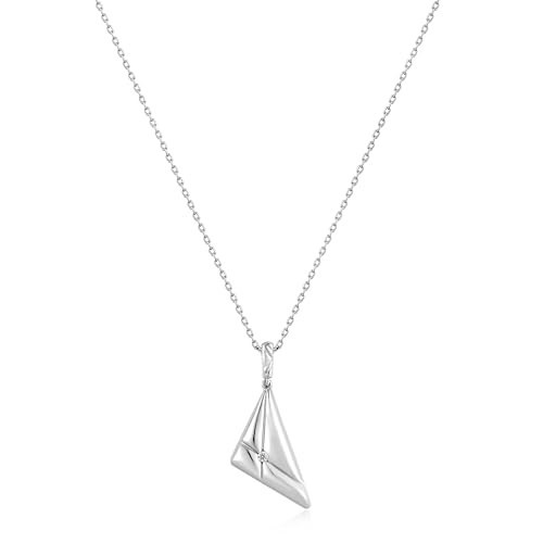 ANIA HAIE Damen Halskette SUNSHINE CHASER Triangle Necklace aus 925 Sterling Silber, Anhänger verziert mit einem Zirkonia, Länge: 45 cm + 5 cm Verlängerung, inkl. Geschenkverpackung von ANIA HAIE