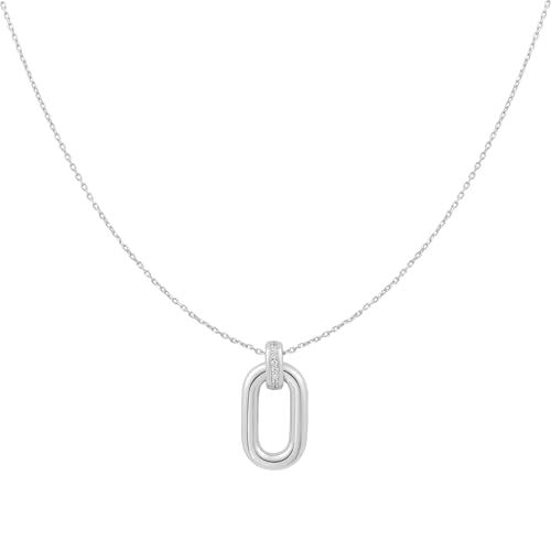ANIA HAIE Damen Halskette Vogue Maven Oval Hoop Pendant aus 925 Sterling Silber, Anhänger besetzt mit 10 Zirkonia, Länge: 45 cm + 5 cm Verlängerung, inkl. Geschenkverpackung von ANIA HAIE