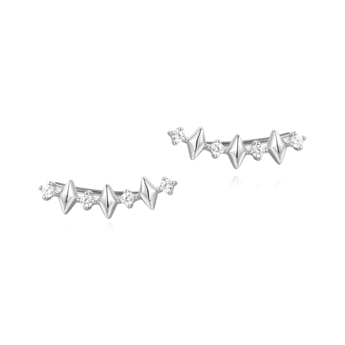 ANIA HAIE Damen Ohrstecker Dusk Divas Multi Sparkle Climber Studs aus 925 Sterling Silber, besetzt mit 8 Zirkonia, Größe: 16,7 x 5 mm, inkl. Geschenkverpackung von ANIA HAIE