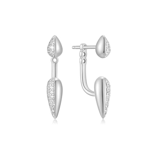 ANIA HAIE Damen Ohrstecker Reimaginer Two-Tone Sparkling Puffy Ear Jackets aus 925 Sterling Silber, verziert mit 46 Zirkonia, Länge: 22 x 4 mm, inkl. Geschenkverpackung von ANIA HAIE