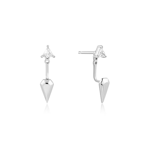 ANIA HAIE Damen Ohrstecker Sunshine Chaser Triangle Cubic Zirconia Geometric Stud Ear Jackets 925 Sterling Silber, besetzt mit 2 Zirkonia, Größe: 21 x 5,2 mm, inkl. Geschenkverpackung von ANIA HAIE